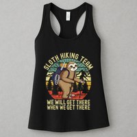 Retro sloth Hiking team we'll get there when we get there Womens Tank Top