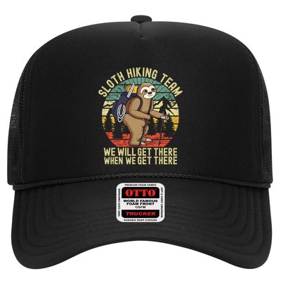 Retro sloth Hiking team we'll get there when we get there Trucker Hat