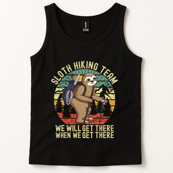 Retro sloth Hiking team we'll get there when we get there Tank Top