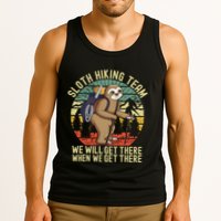 Retro sloth Hiking team we'll get there when we get there Tank Top