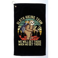 Retro sloth Hiking team we'll get there when we get there Golf Towel