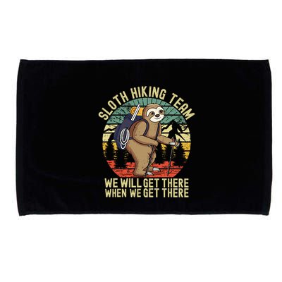 Retro sloth Hiking team we'll get there when we get there Microfiber Hand Towel
