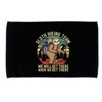 Retro sloth Hiking team we'll get there when we get there Microfiber Hand Towel