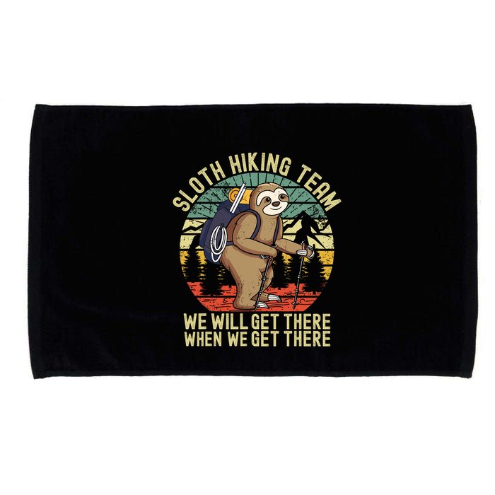 Retro sloth Hiking team we'll get there when we get there Microfiber Hand Towel