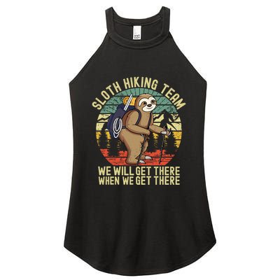 Retro sloth Hiking team we'll get there when we get there Women's Perfect Tri Rocker Tank