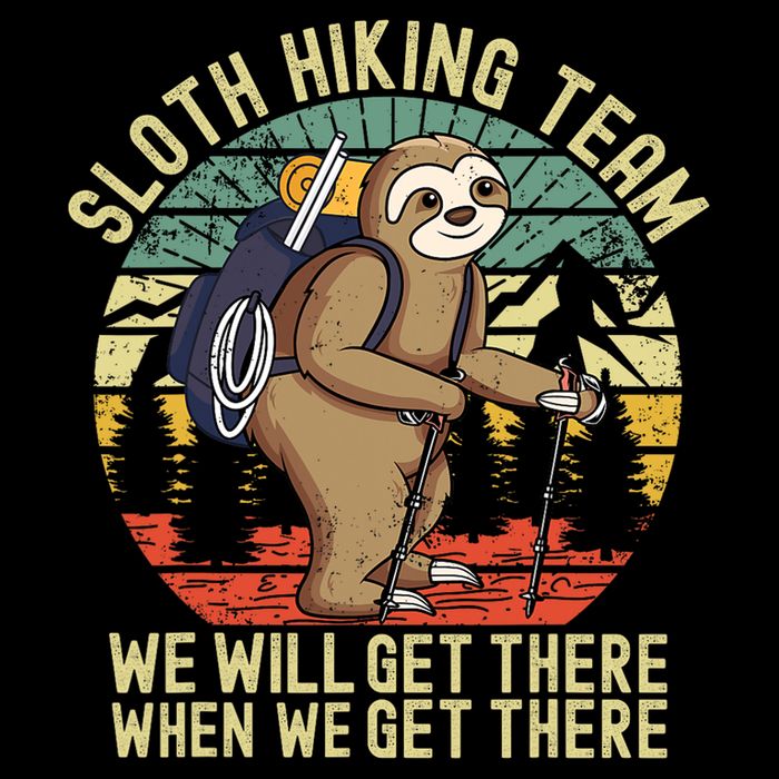 Retro sloth Hiking team we'll get there when we get there Wool Snapback Cap