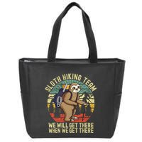 Retro sloth Hiking team we'll get there when we get there Zip Tote Bag