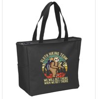 Retro sloth Hiking team we'll get there when we get there Zip Tote Bag