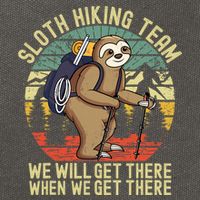 Retro sloth Hiking team we'll get there when we get there Cotton Canvas Backpack
