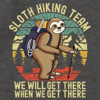 Retro sloth Hiking team we'll get there when we get there Vector Backpack