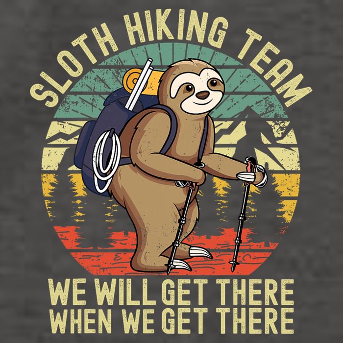 Retro sloth Hiking team we'll get there when we get there Vector Backpack