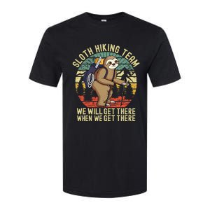 Retro sloth Hiking team we'll get there when we get there Softstyle CVC T-Shirt