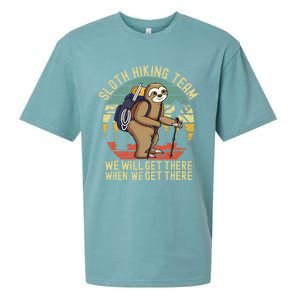 Retro sloth Hiking team we'll get there when we get there Sueded Cloud Jersey T-Shirt