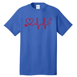 Red Stethoscope Heart Heartbeat Doctor Nurse Gift Tall T-Shirt