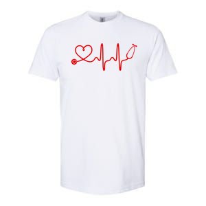 Red Stethoscope Heart Heartbeat Doctor Nurse Gift Softstyle CVC T-Shirt