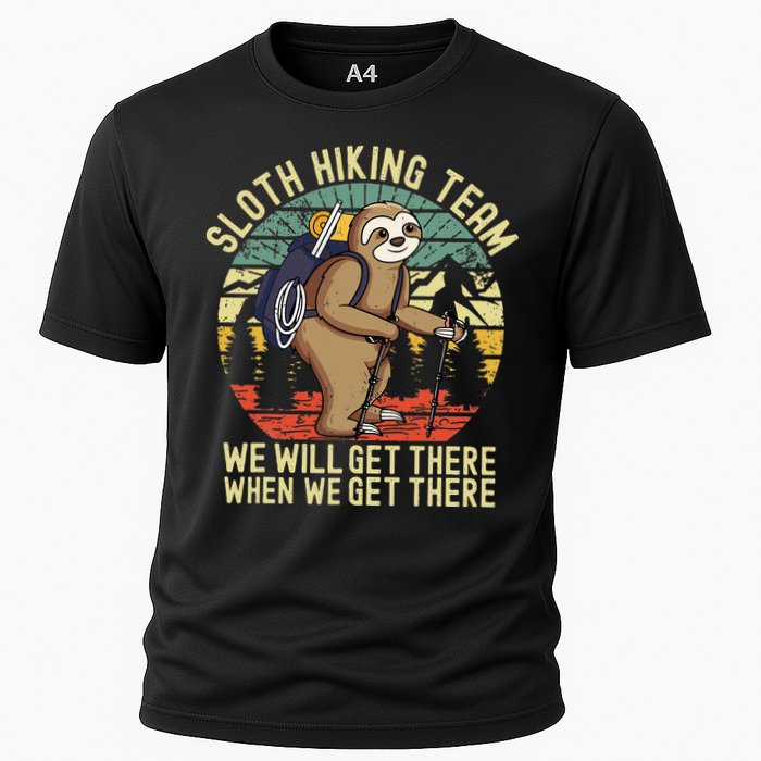 Retro Sloth Hiking Team Well Get There When We Get There Performance Shirt