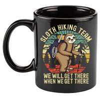 Retro Sloth Hiking Team Well Get There When We Get There 11oz C Handle Ceramic Mug