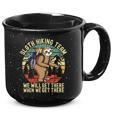 Retro Sloth Hiking Team Well Get There When We Get There 15oz Campfire Ceramic Mug