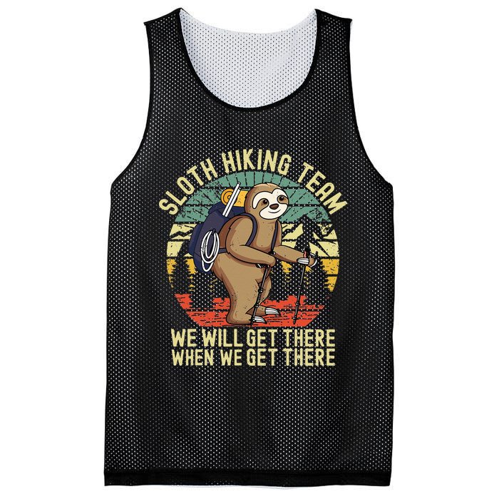 Retro Sloth Hiking Team Well Get There When We Get There Mesh Reversible Basketball Jersey Tank