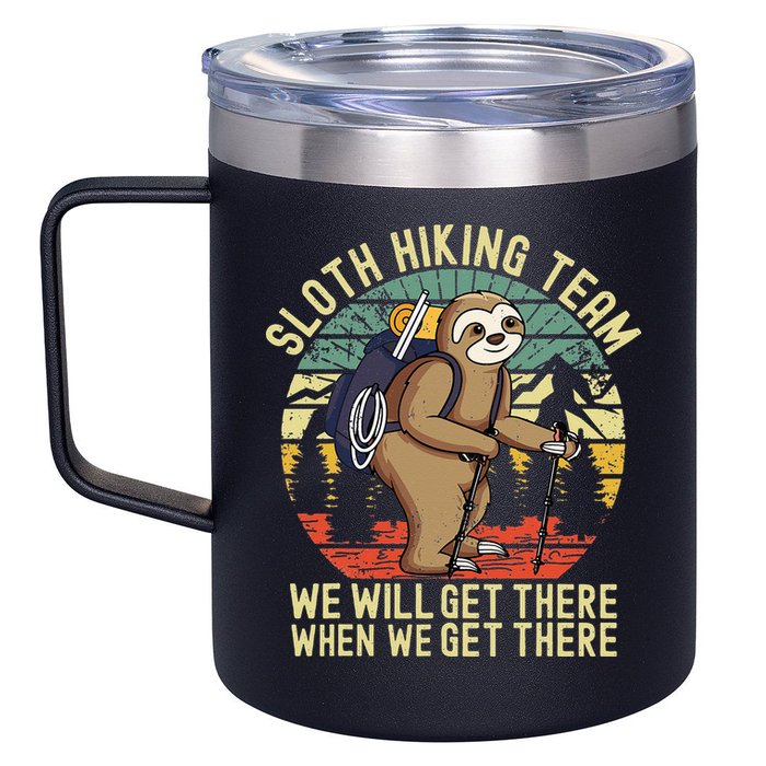 Retro Sloth Hiking Team Well Get There When We Get There 12oz Stainless Steel Coffee Mug