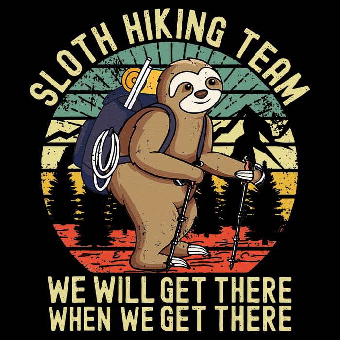 Retro Sloth Hiking Team Well Get There When We Get There Mousepad