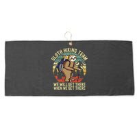 Retro Sloth Hiking Team Well Get There When We Get There Large Microfiber Waffle Golf Towel