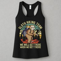 Retro Sloth Hiking Team Well Get There When We Get There Womens Tank Top