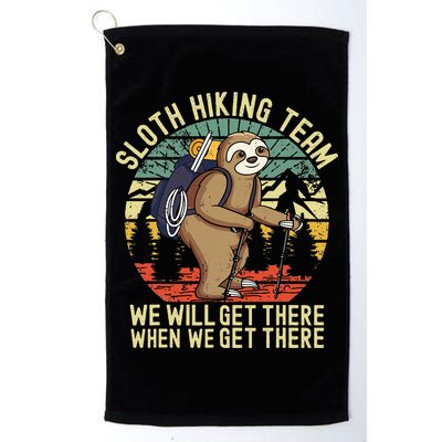 Retro Sloth Hiking Team Well Get There When We Get There Golf Towel