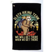 Retro Sloth Hiking Team Well Get There When We Get There Golf Towel