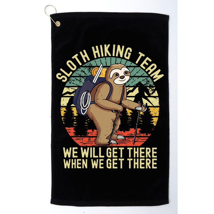 Retro Sloth Hiking Team Well Get There When We Get There Golf Towel
