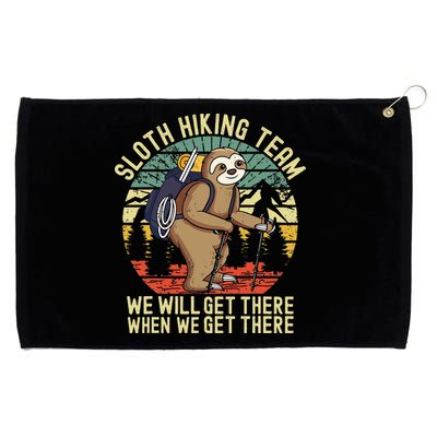 Retro Sloth Hiking Team Well Get There When We Get There Grommeted Golf Towel