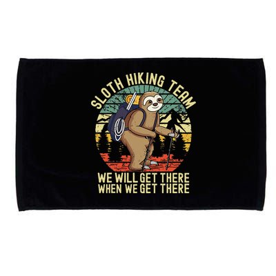 Retro Sloth Hiking Team Well Get There When We Get There Microfiber Hand Towel