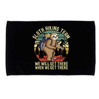 Retro Sloth Hiking Team Well Get There When We Get There Microfiber Hand Towel