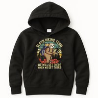 Retro Sloth Hiking Team Well Get There When We Get There Kids Hoodie