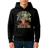 Retro Sloth Hiking Team Well Get There When We Get There Kids Hoodie