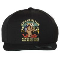 Retro Sloth Hiking Team Well Get There When We Get There Wool Snapback Cap