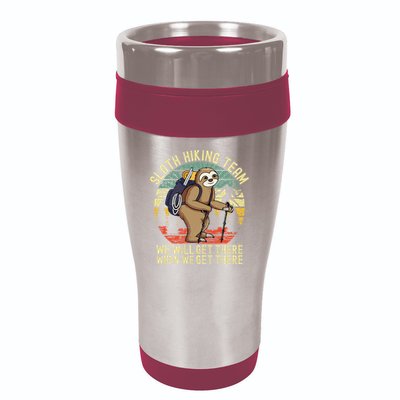 Retro Sloth Hiking Team Well Get There When We Get There 16oz Travel Tumbler
