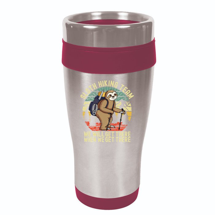 Retro Sloth Hiking Team Well Get There When We Get There 16oz Travel Tumbler