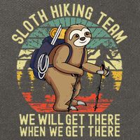 Retro Sloth Hiking Team Well Get There When We Get There Cotton Canvas Backpack
