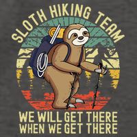 Retro Sloth Hiking Team Well Get There When We Get There Vector Backpack