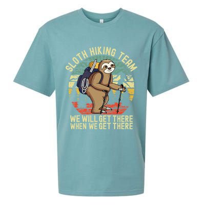 Retro Sloth Hiking Team Well Get There When We Get There Sueded Cloud Jersey T-Shirt