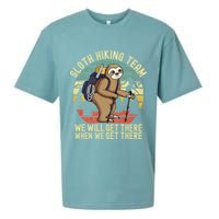 Retro Sloth Hiking Team Well Get There When We Get There Sueded Cloud Jersey T-Shirt