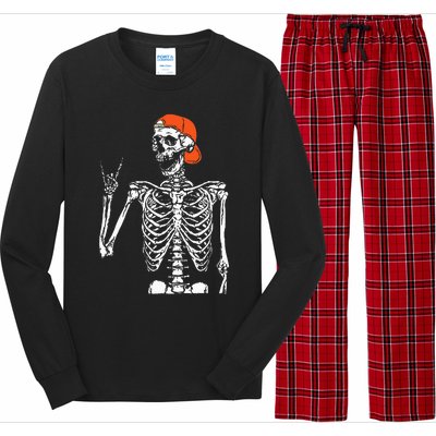 Rocker Skeleton Hand Rock On Costume Funny Halloween Gifts Long Sleeve Pajama Set