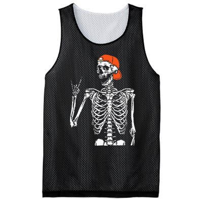 Rocker Skeleton Hand Rock On Costume Funny Halloween Gifts Mesh Reversible Basketball Jersey Tank