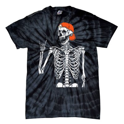 Rocker Skeleton Hand Rock On Costume Funny Halloween Gifts Tie-Dye T-Shirt