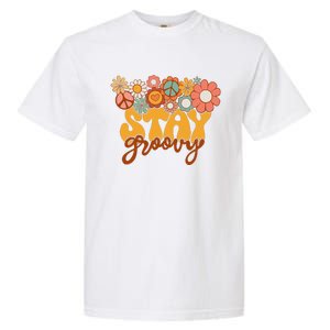 Retro Sunflower Hippie Stay Groovy Positive Mind Happy Life Garment-Dyed Heavyweight T-Shirt