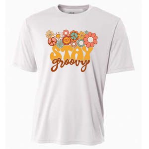 Retro Sunflower Hippie Stay Groovy Positive Mind Happy Life Cooling Performance Crew T-Shirt