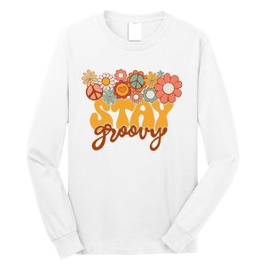 Retro Sunflower Hippie Stay Groovy Positive Mind Happy Life Long Sleeve Shirt