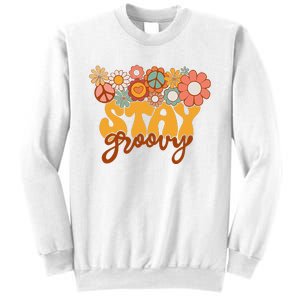 Retro Sunflower Hippie Stay Groovy Positive Mind Happy Life Sweatshirt