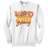 Retro Sunflower Hippie Stay Groovy Positive Mind Happy Life Sweatshirt